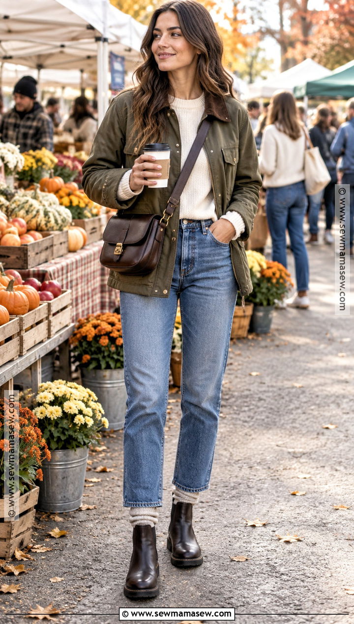 Fall Barn Jacket and Jeans Outfit - 20 Fall Outdoor Outfits for Women