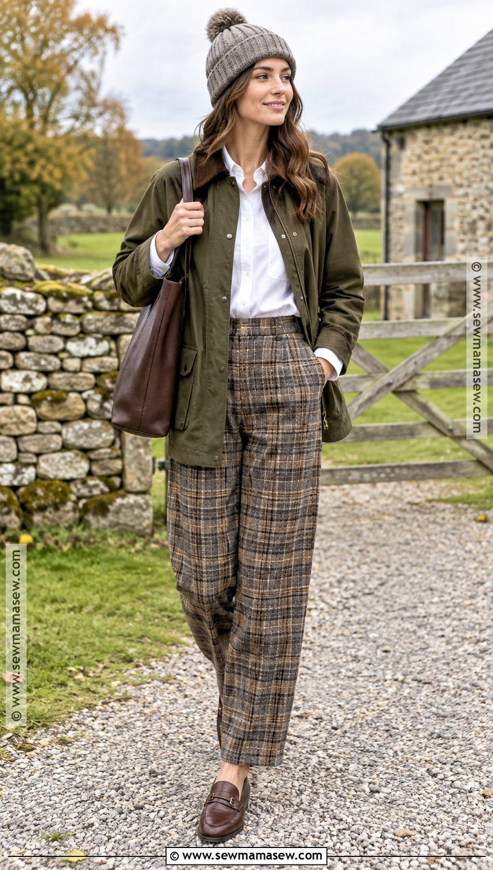 Fall Barn Jacket and Plaid Pants Outfit - 20 fall fashion ideas for women