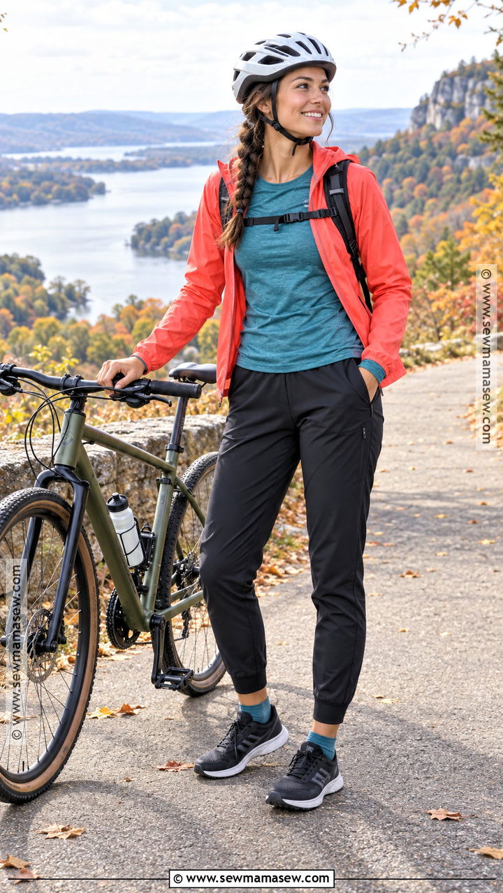 Fall Bike Ride Outfit With Windbreaker And Joggers - 20 Outdoor Fall Outfits for Women