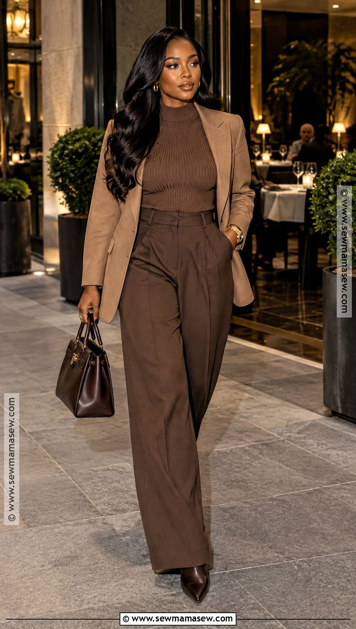Fall Birthday Dinner Monochrome Brown Outfit - 15 Bday Outfit Ideas Dinner Fall