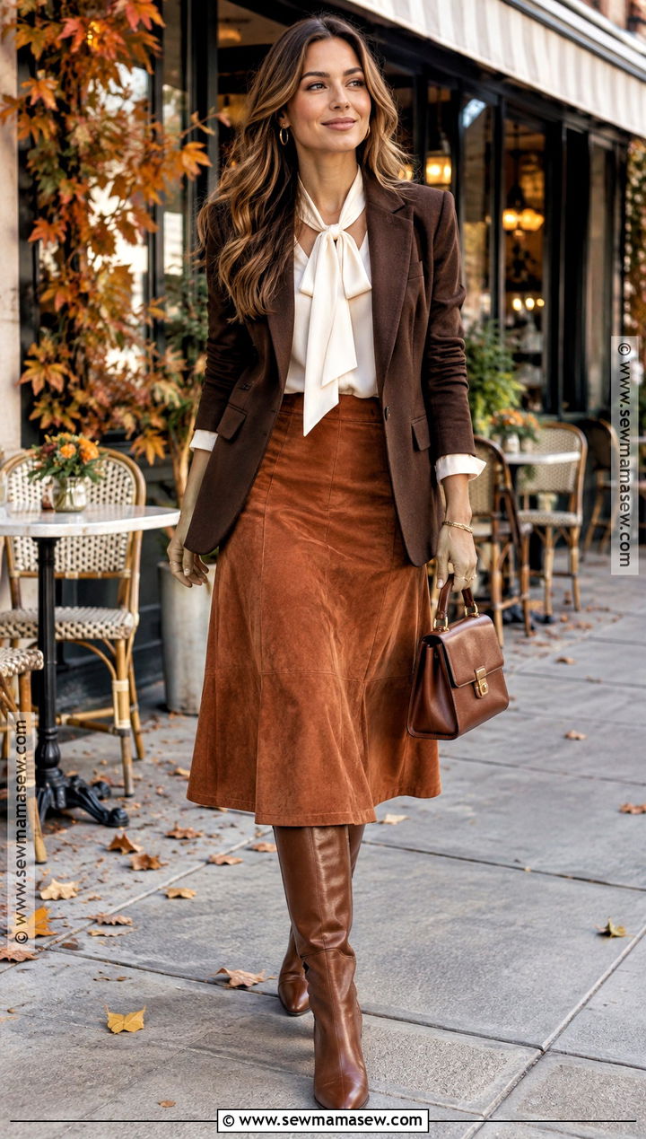 Fall Birthday Suede Skirt And Blouse Outfit - 20 fall birthday outfit ideas