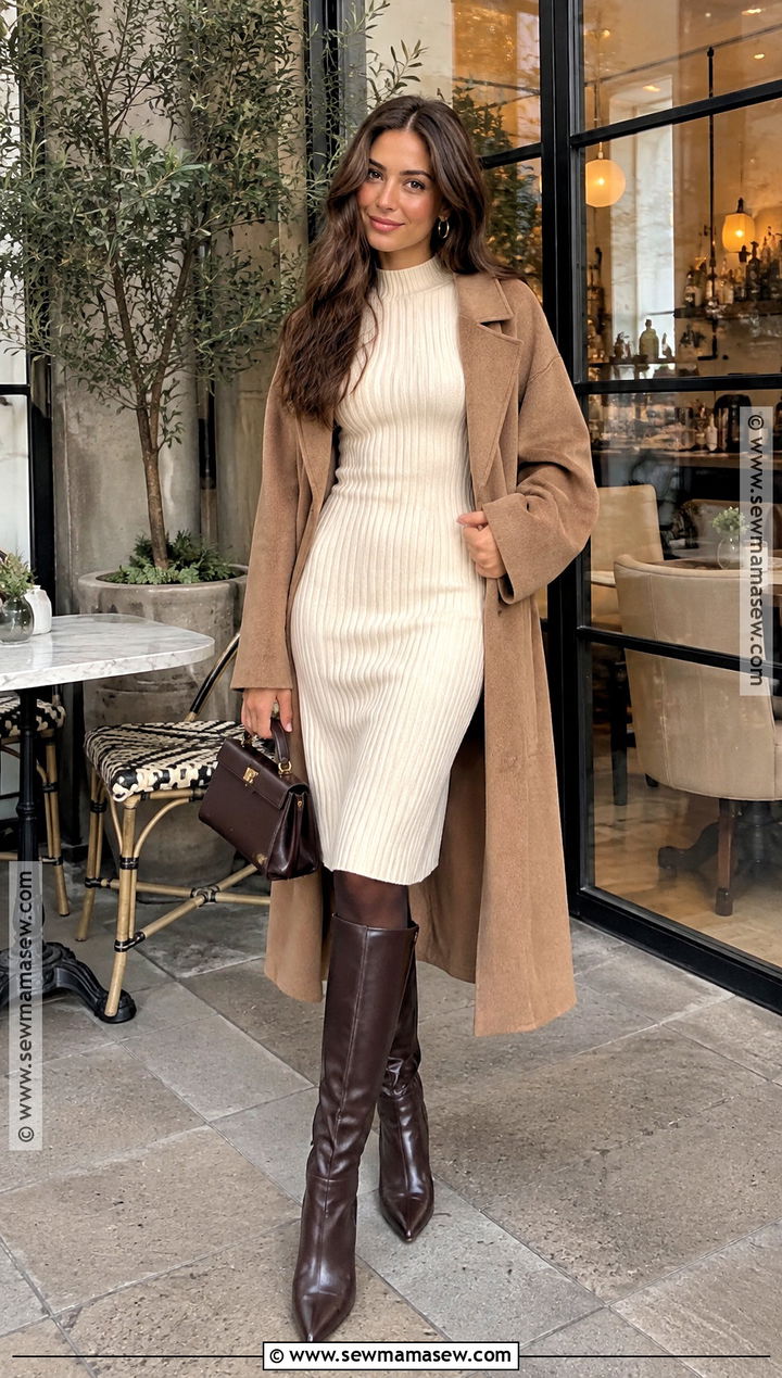 Fall Birthday Sweater Dress And Knee High Boots - 15 Bday Outfit Ideas Fall