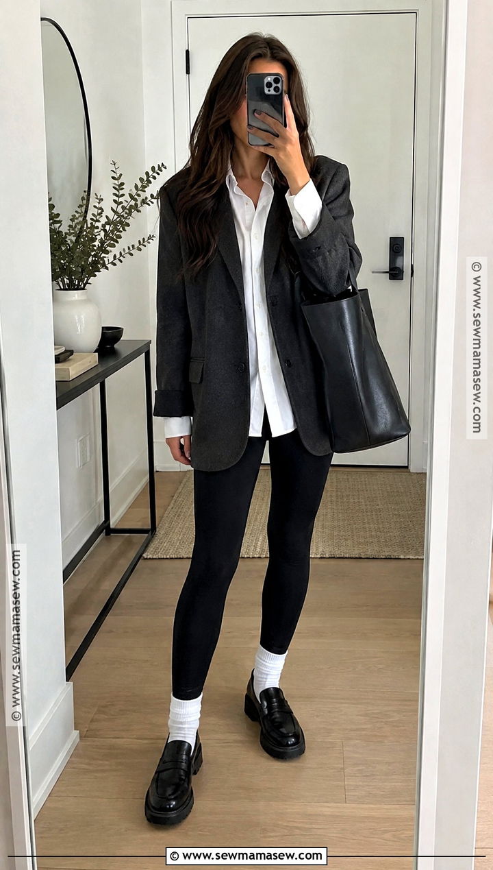 Fall Black Blazer And Leggings Outfit - 25 fall clothes for women