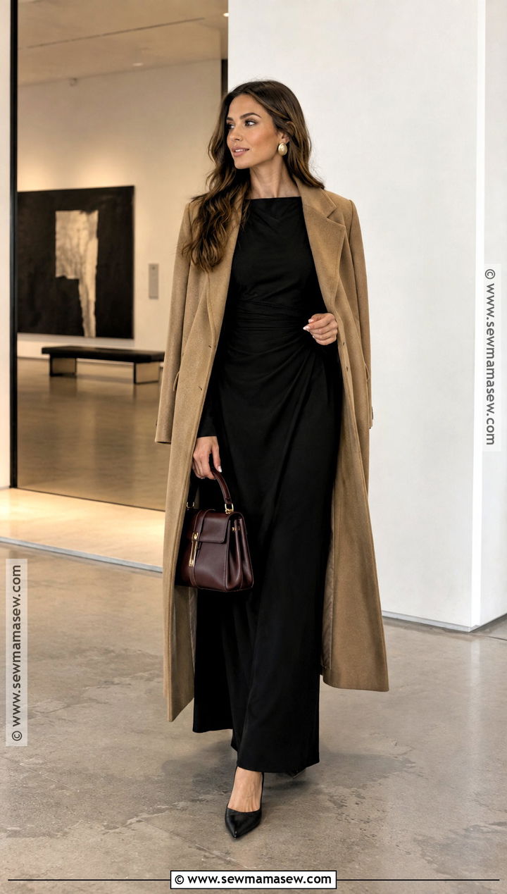 Fall Black Maxi Dress With Pointed Pumps - 20 dresses for fall