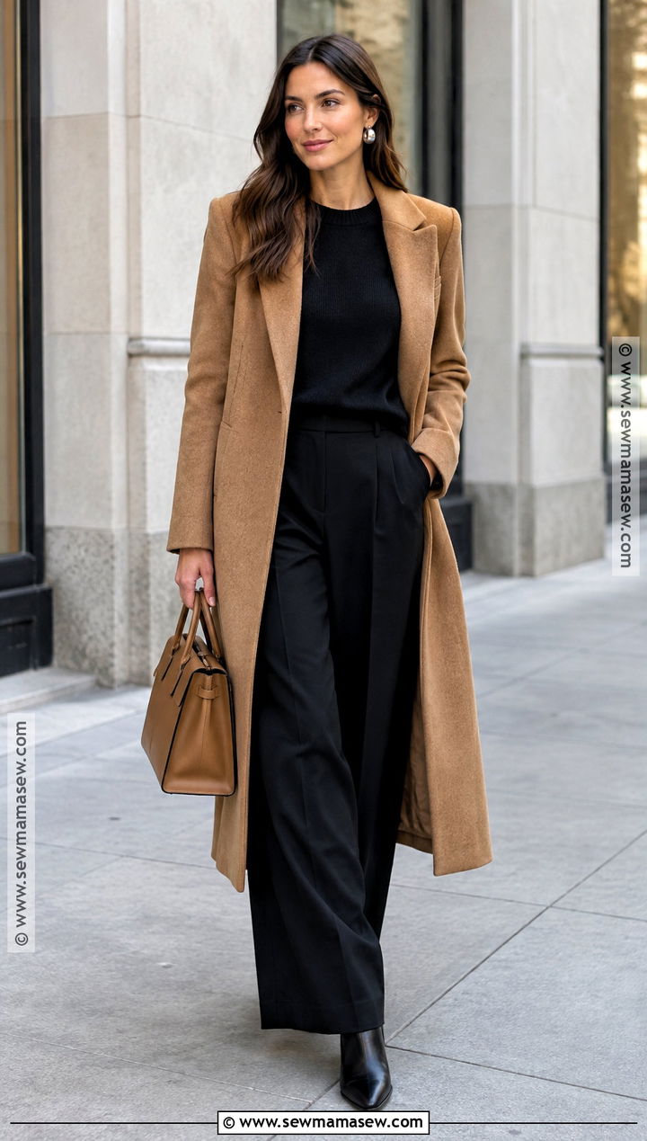 Fall Black Sweater and Black Trousers Outfit - 15 Budget Capsule Wardrobe Fall Ideas
