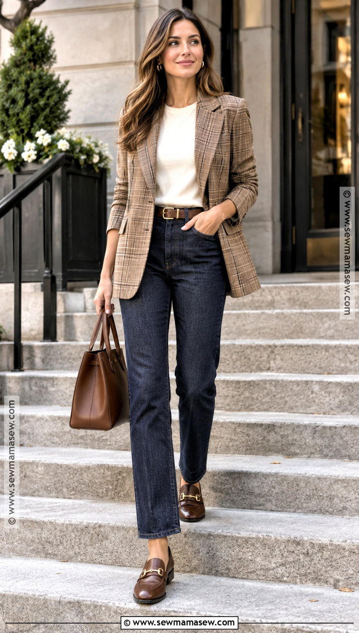 Fall Blazer And Dark Denim Outfit - 20 fall pics outfits
