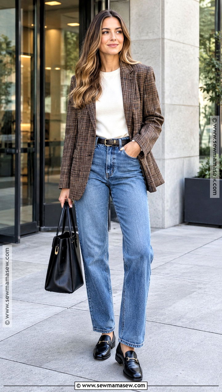 Fall Blazer Outfit With Straight Leg Jeans - 25 fall outfit inspiration ideas