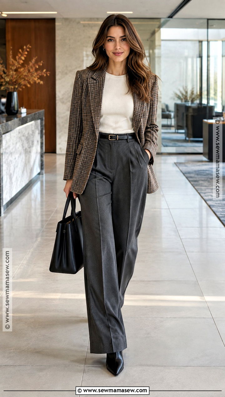 Fall Blazer Outfit With Wide Leg Trousers - 15 womens fall outfit ideas