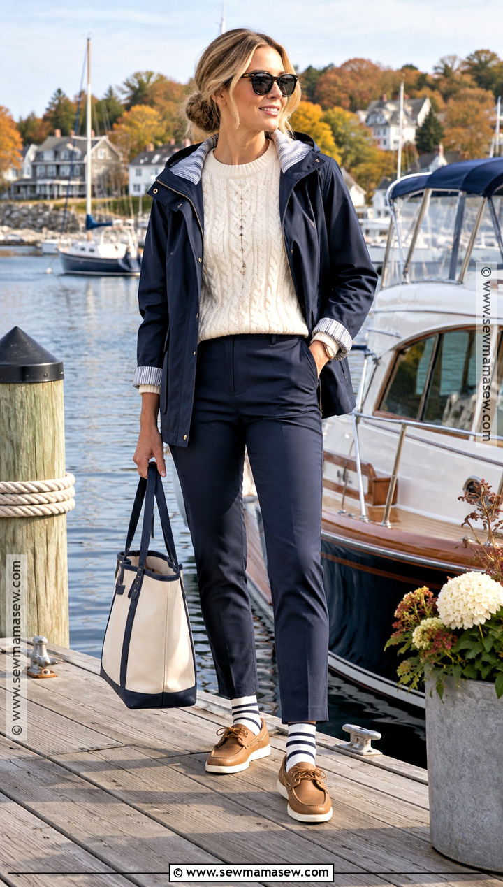 Fall Boating Outfit With Cable Knit Sweater - 20 Fall Boating Outfit Ideas