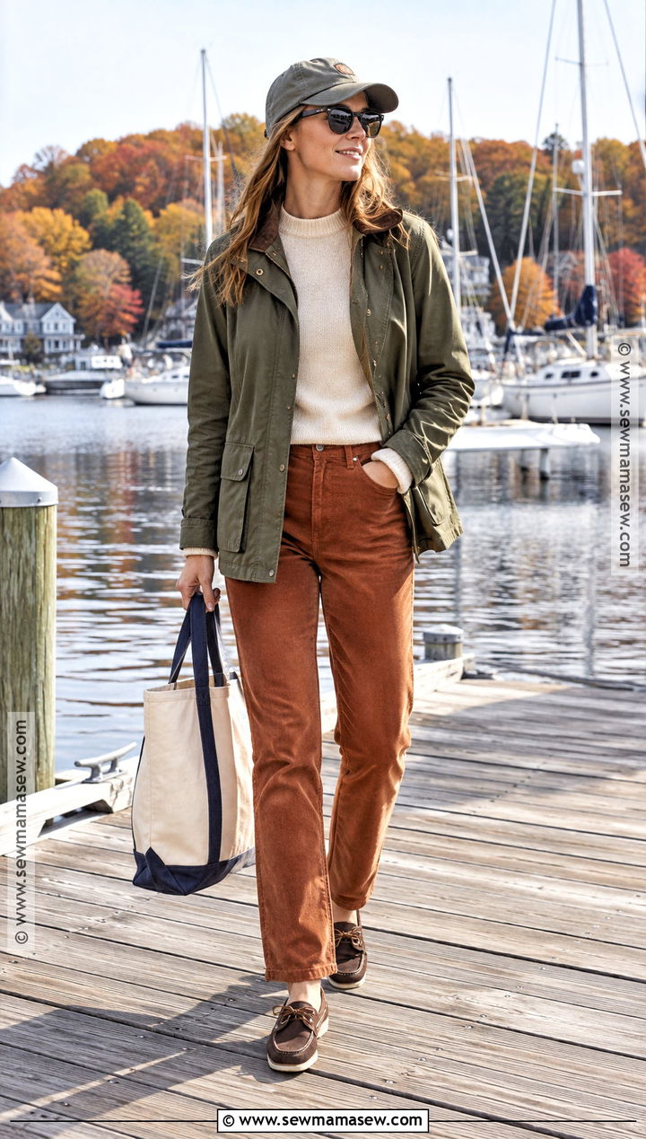 Fall Boating Outfit With Corduroy Pants - 20 Fall Boating Outfit Ideas