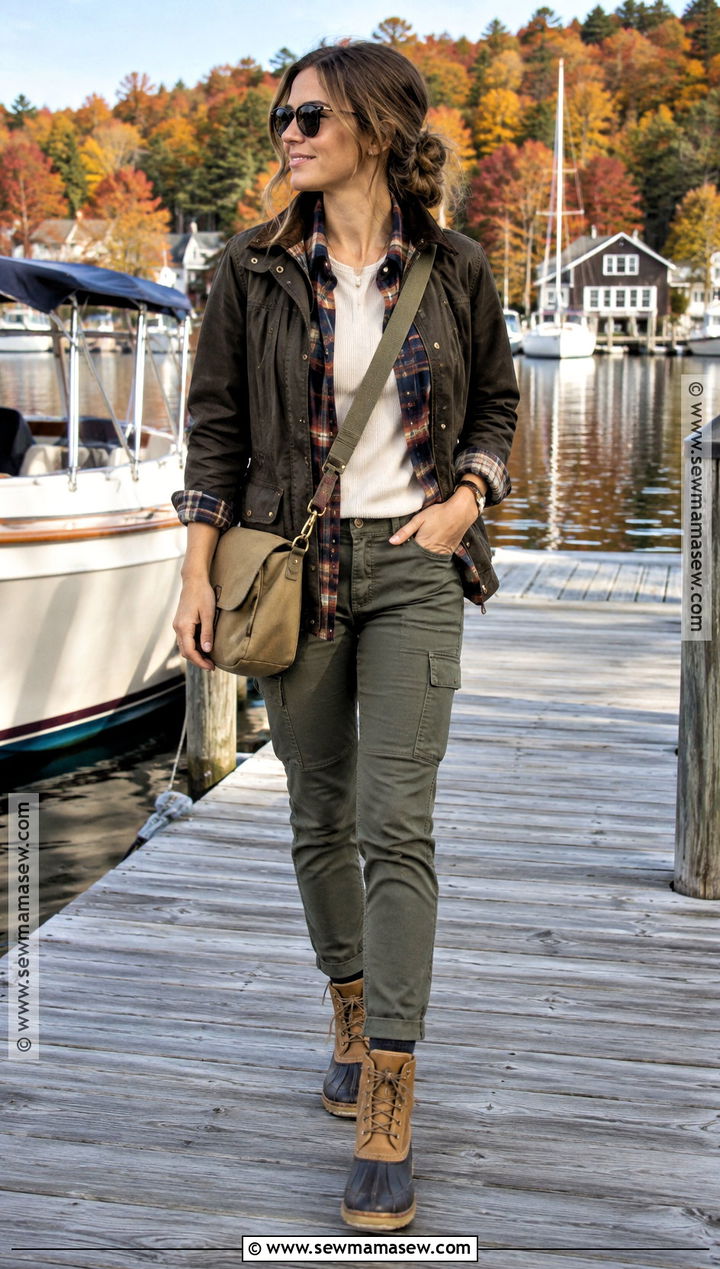 Fall Boating Outfit With Flannel Shirt - 20 Fall Boating Outfit Ideas