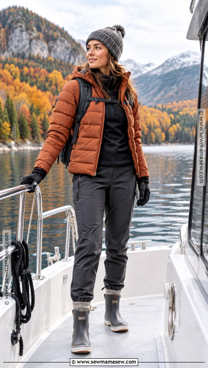 Fall Boating Outfit With Puffer Jacket - 20 Fall Boating Outfit Ideas