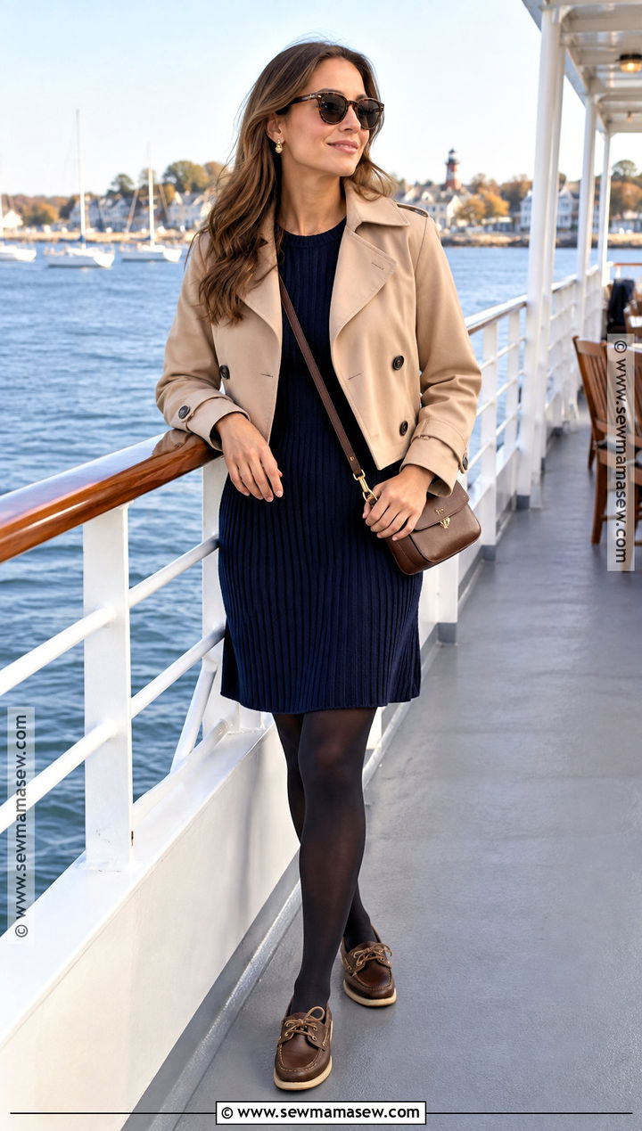 Fall Boating Outfit With Sweater Dress - 20 Fall Boating Outfit Ideas