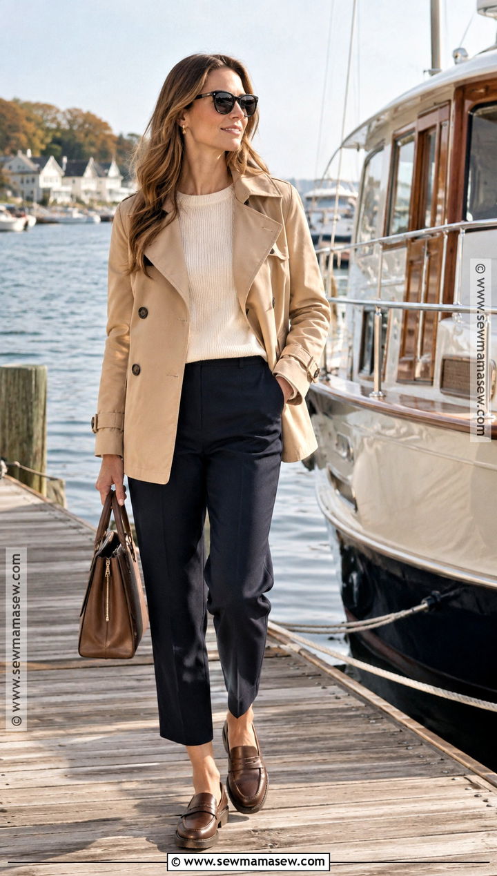 Fall Boating Outfit With Trench Coat - 20 Fall Boating Outfit Ideas