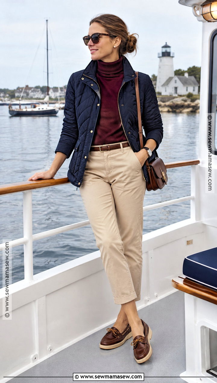 Fall Boating Outfit With Turtleneck And Chinos - 20 Fall Boating Outfit Ideas