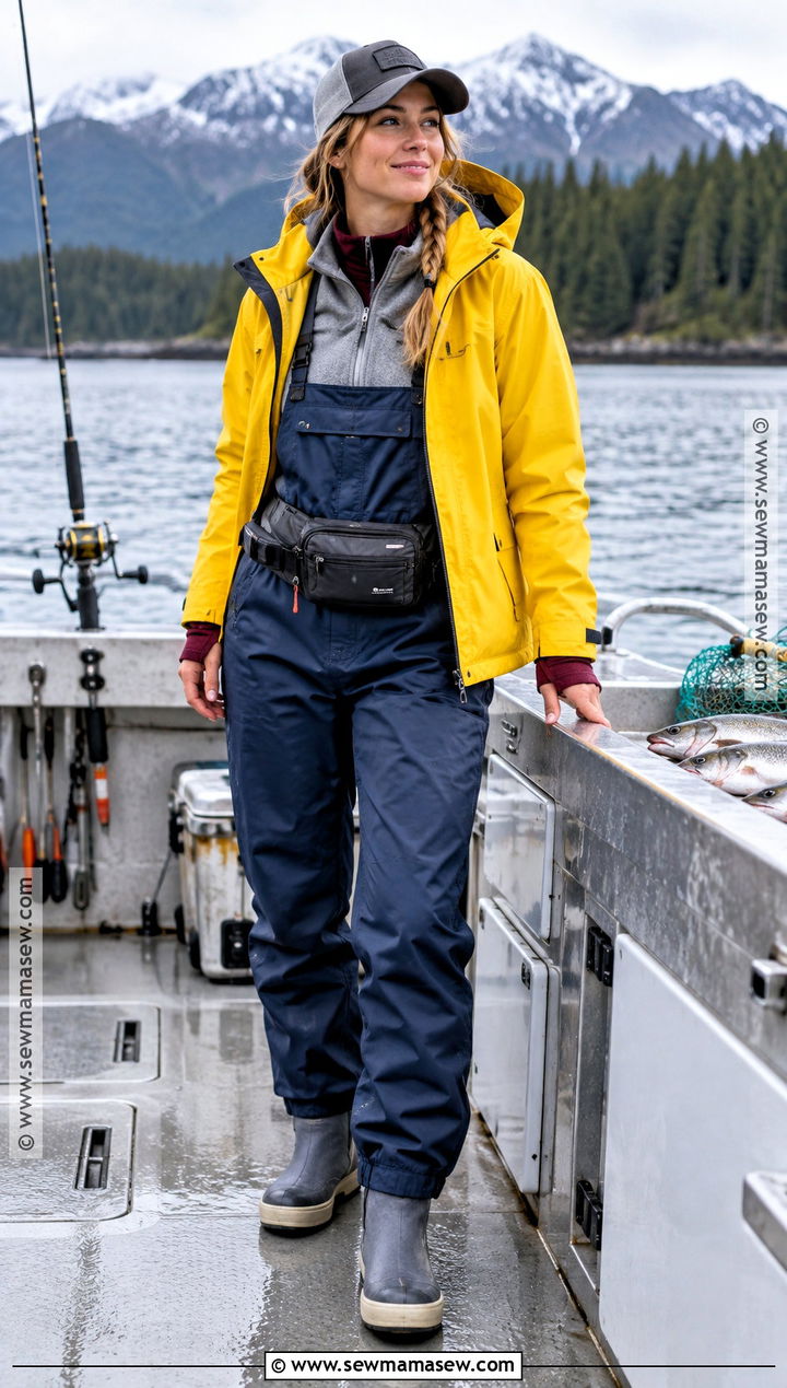 Fall Boating Outfit With Waterproof Overalls - 20 Fall Boating Outfit Ideas