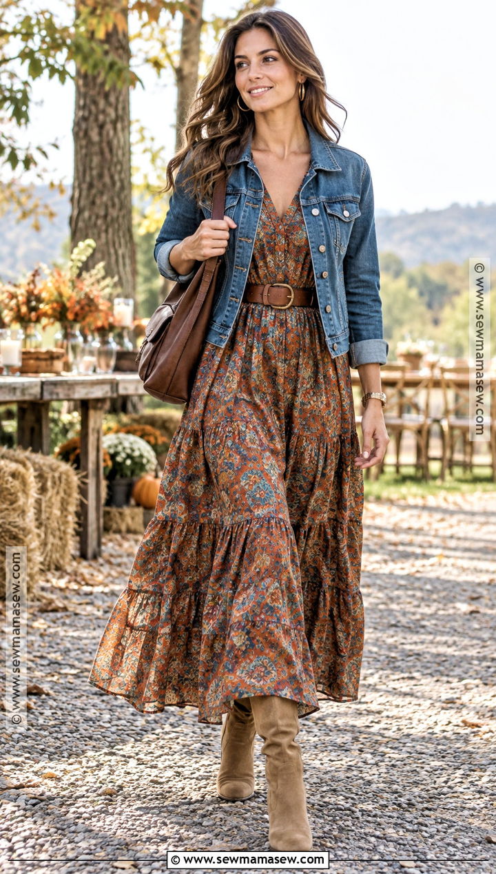 Fall Boho Dress With Suede Boots - 20 Womens Fall Dresses