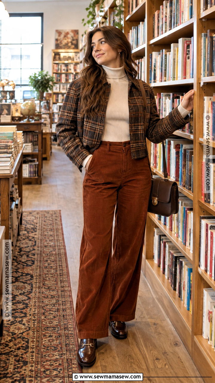 Fall Bookstore Date Outfit With Turtleneck And Corduroy Pants - 20 fall date outfit ideas
