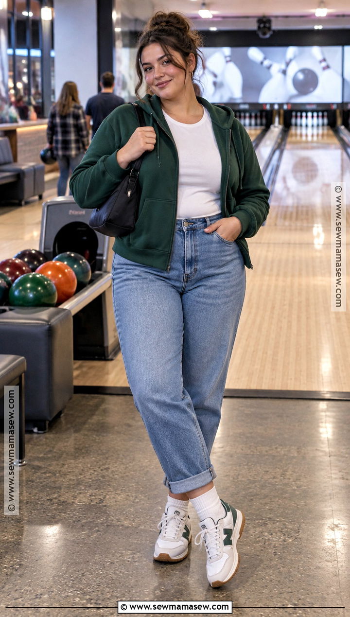 Fall Bowling Outfit With A Hoodie And Mom Jeans - 15 fall bowling outfit ideas