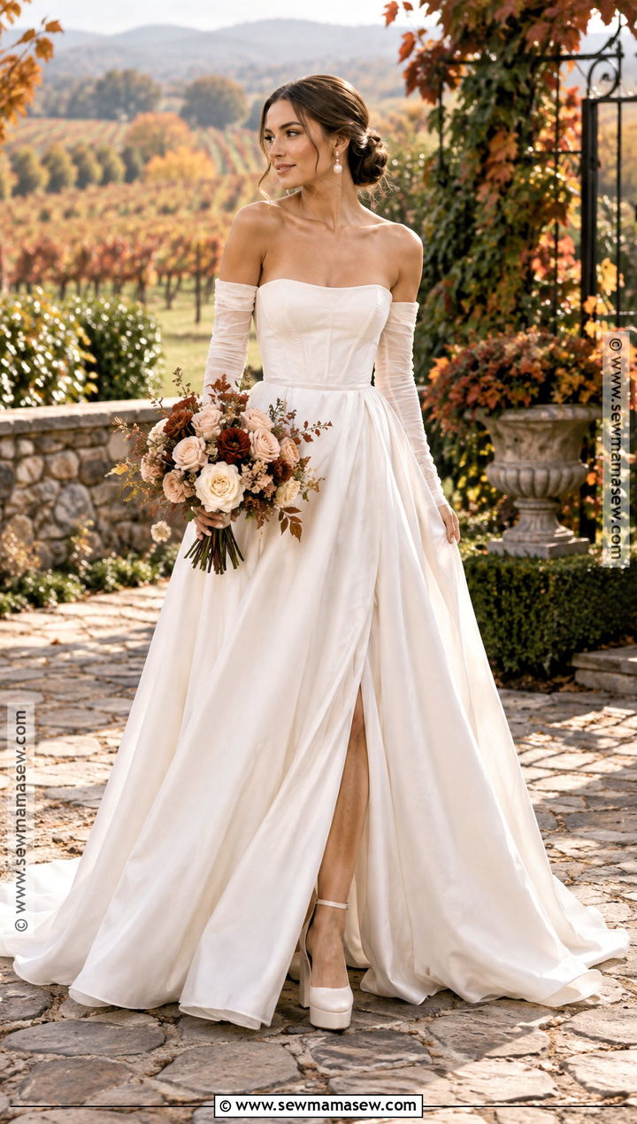 Fall Bride Off Shoulder Wedding Dress - 15 Fall Wedding Looks Bride