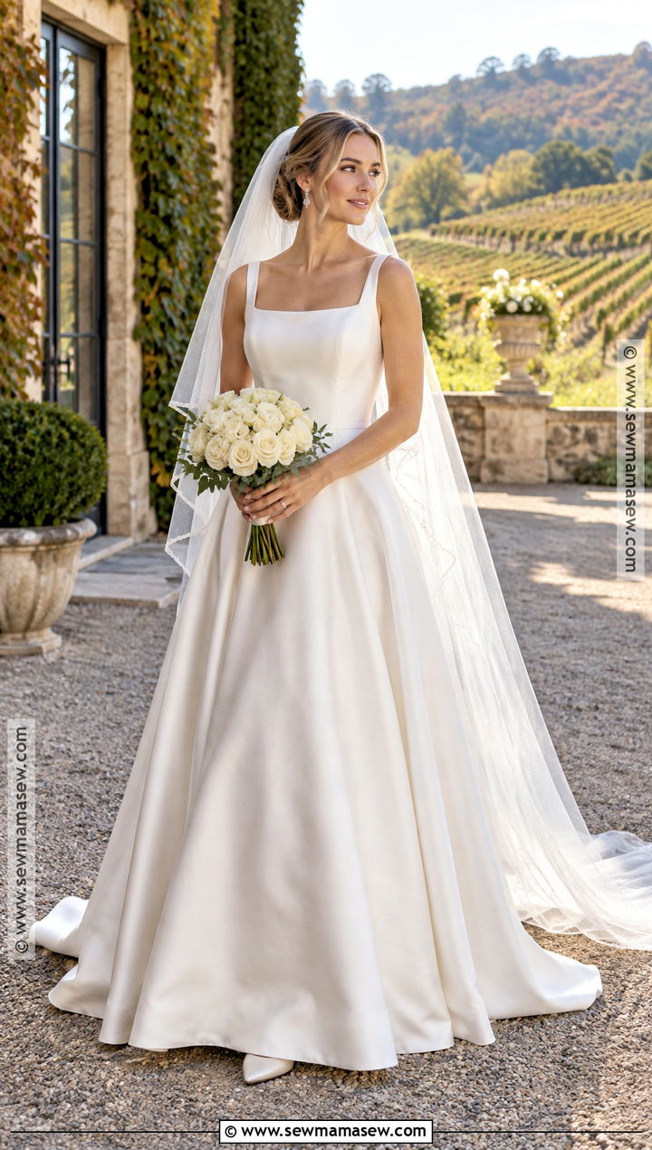 Fall Bride Satin A Line Wedding Dress - 15 Fall Wedding Looks Bride