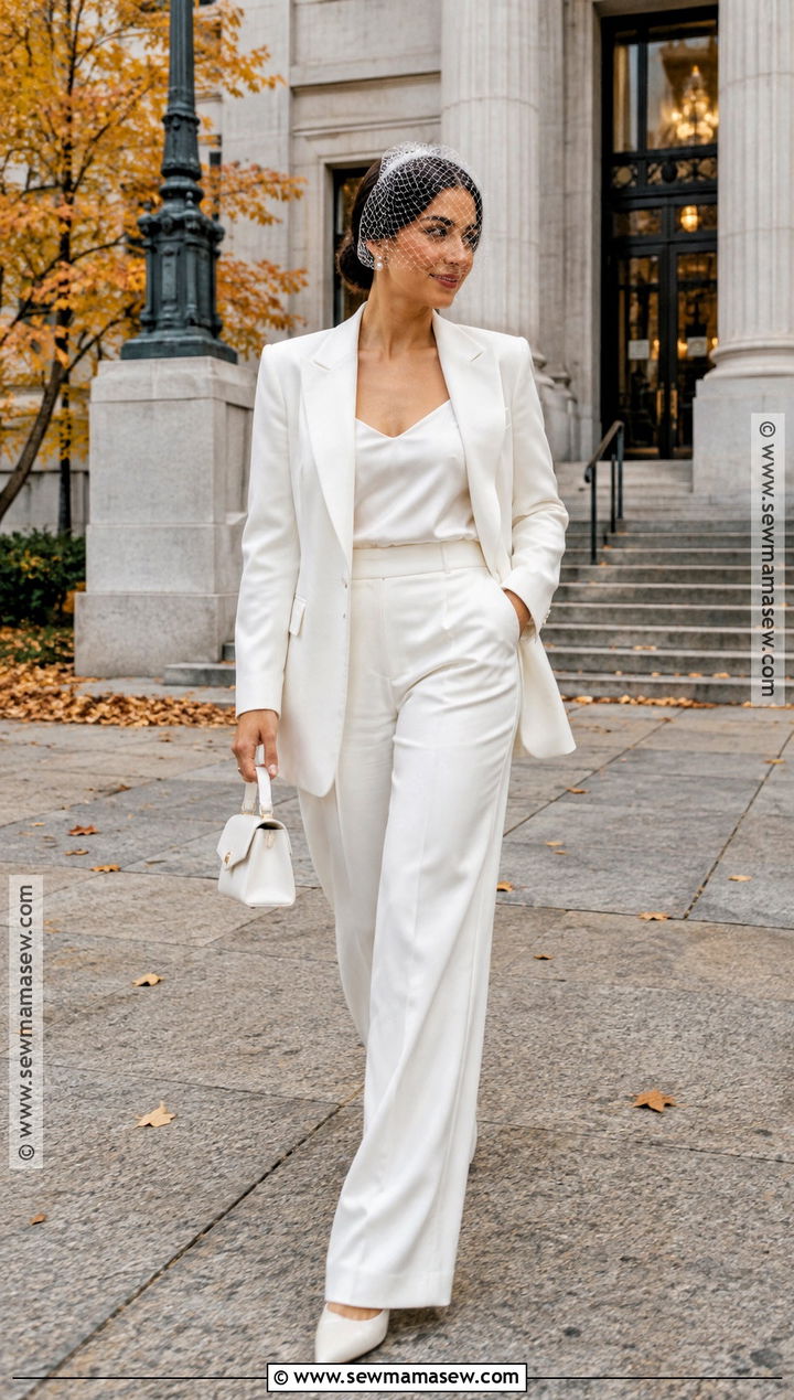 Fall Bride Suit With Pointed Heels - 15 fall bride outfit ideas