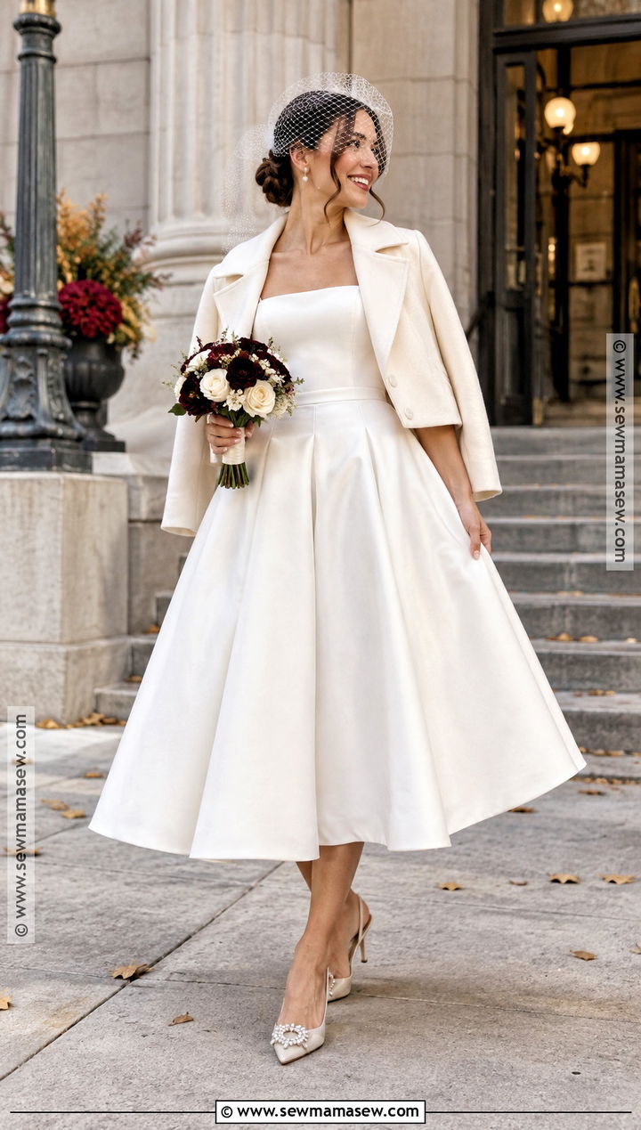 Fall Bride Tea Length Wedding Dress - 15 Fall Wedding Looks Bride