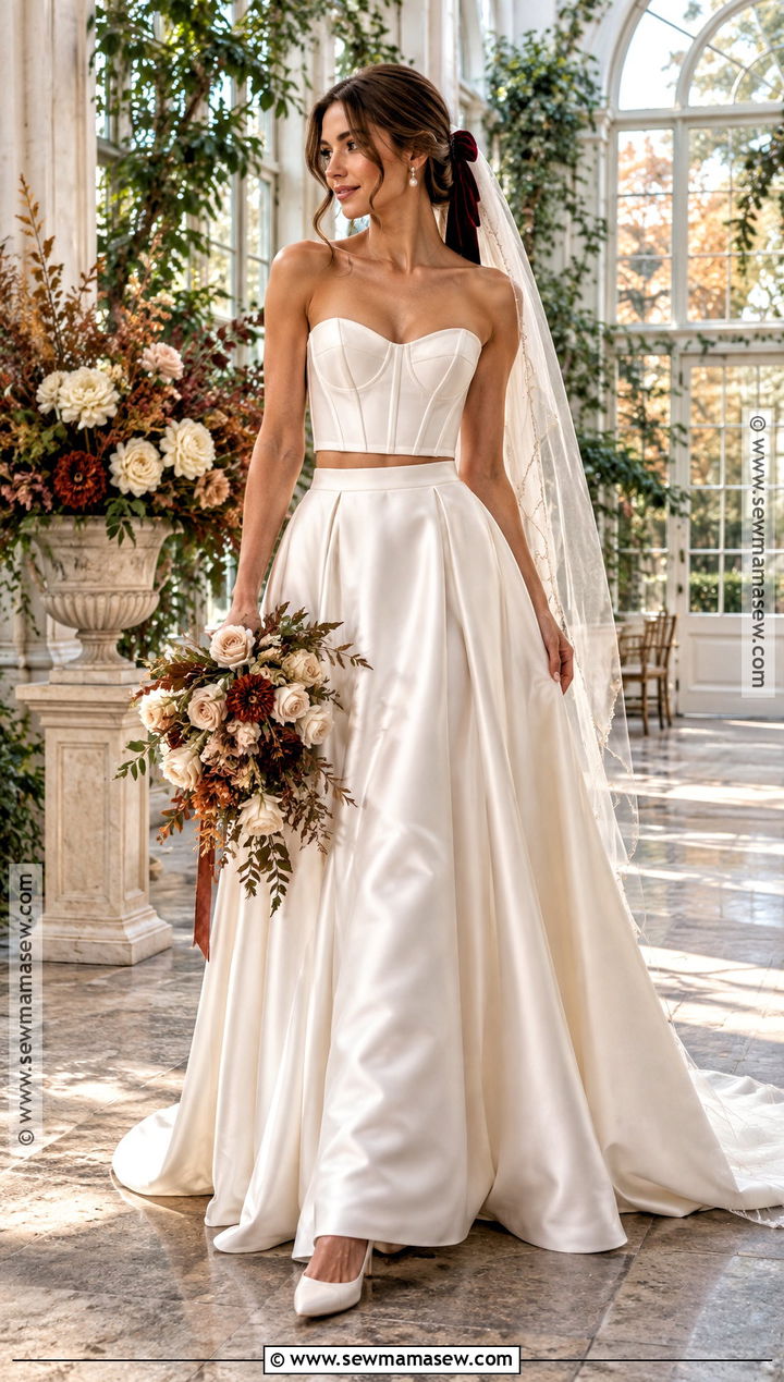 Fall Bride Two Piece Wedding Outfit - 15 Fall Wedding Looks Bride