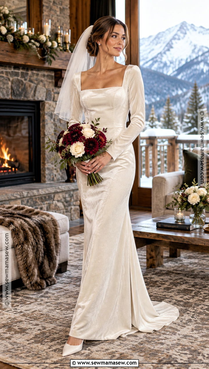 Fall Bride Velvet Wedding Dress - 15 Fall Wedding Looks Bride