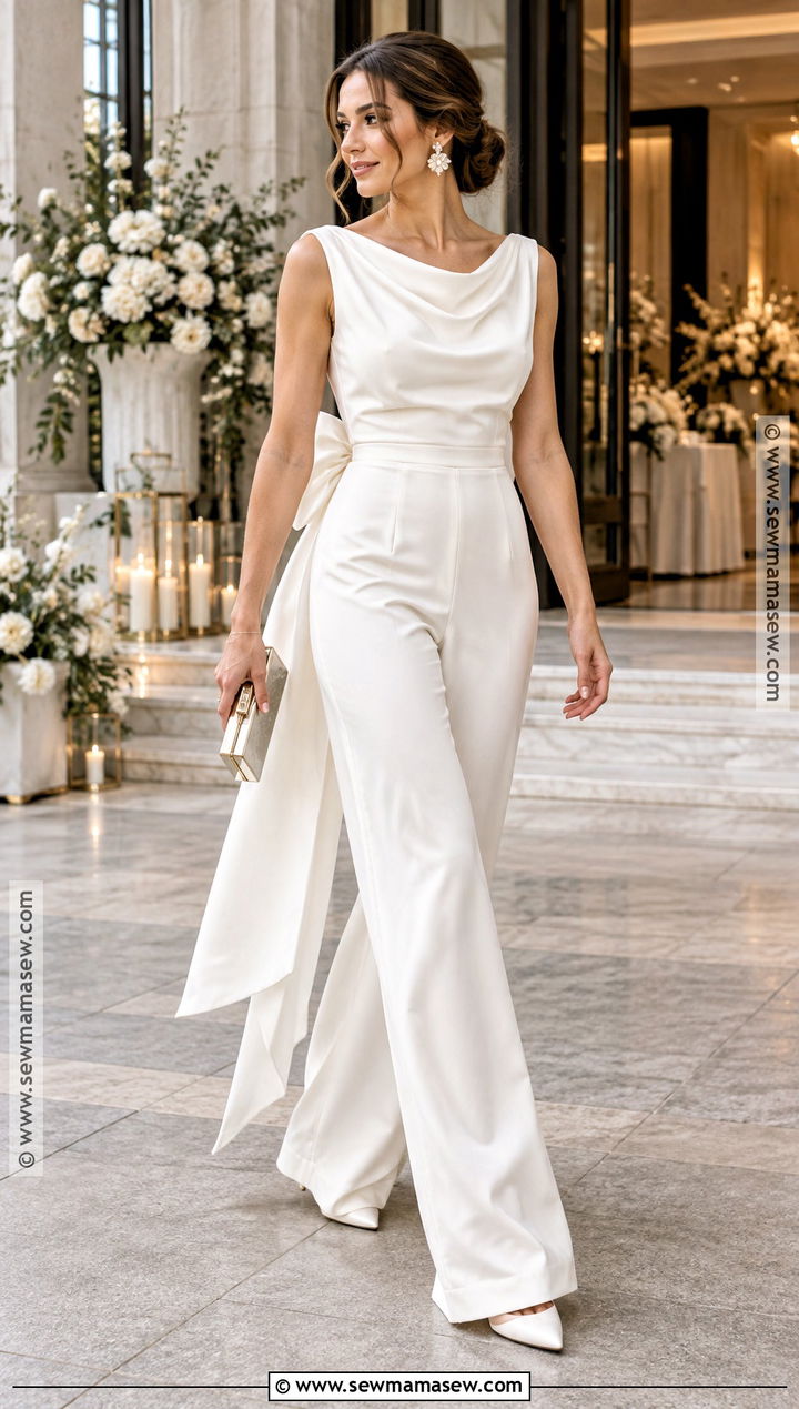 Fall Bride White Jumpsuit Outfit - 15 fall wedding reception outfit bride ideas