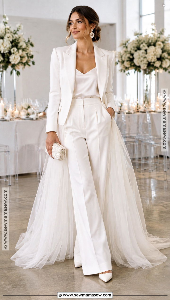 Fall Bride White Pantsuit Outfit - 15 fall wedding reception outfit bride ideas