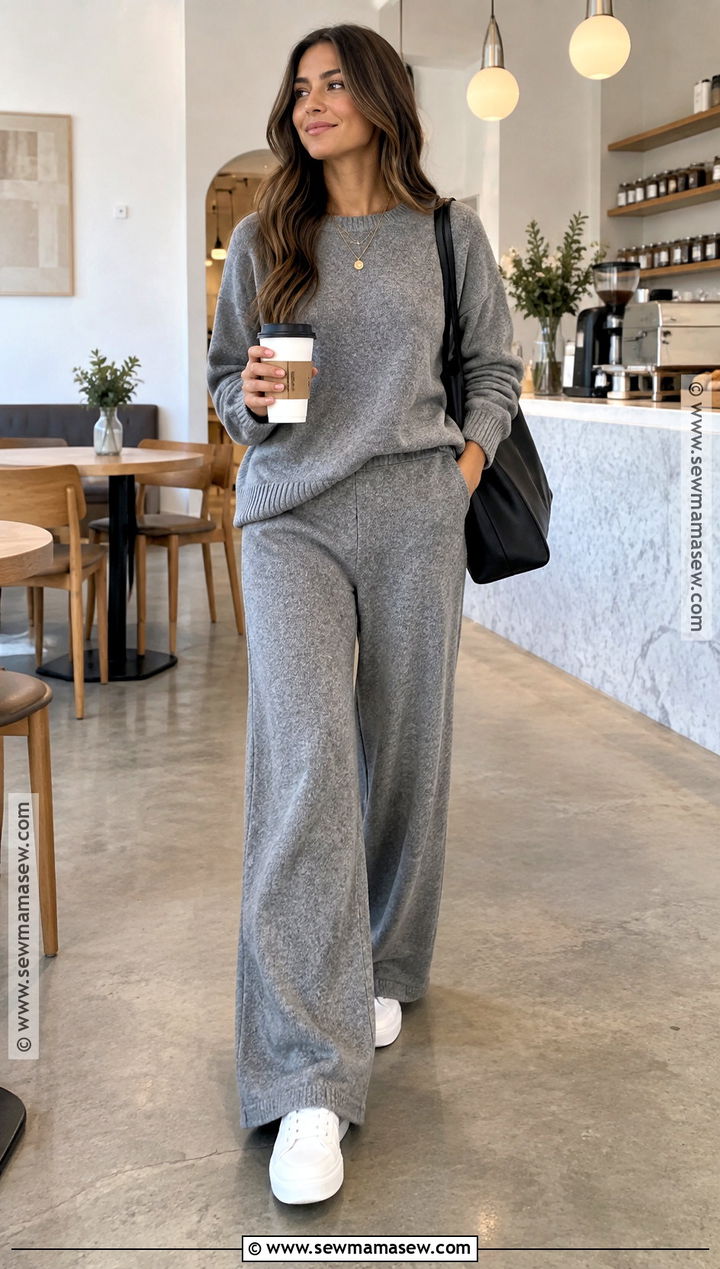 Fall Brunch Outfit With Matching Knit Set And Sneakers - 15 fall casual brunch outfit ideas