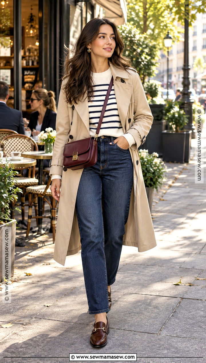 Fall Brunch Outfit With Striped Sweater And Dark Wash Jeans - 15 fall casual brunch outfit ideas