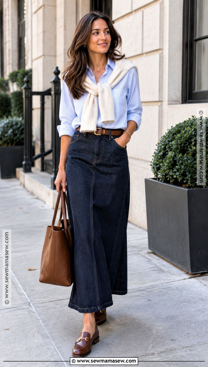 Fall Button Down With Maxi Skirt - 15 fall lookbook outfits