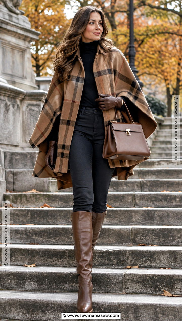 Fall Cape And Slim Pants Outfit - 20 fall pics outfits