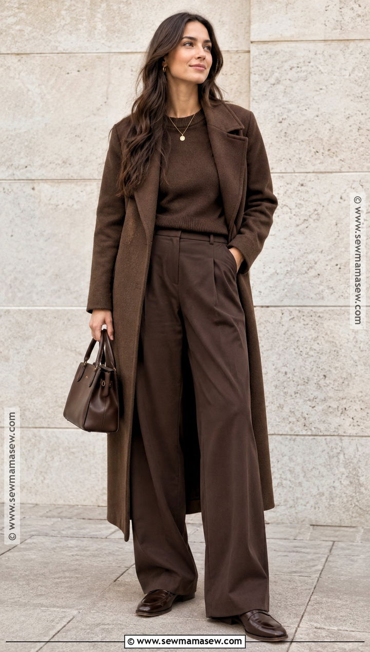Fall Capsule Outfit With a Monochrome Sweater and Trousers - 15 simple fall capsule wardrobe ideas