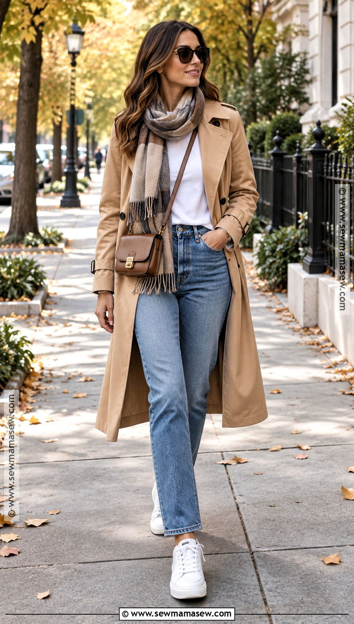 Fall Capsule Outfit With a Trench Coat and Jeans - 15 simple fall capsule wardrobe ideas
