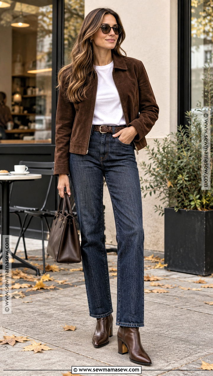 Fall Capsule Wardrobe Suede Jacket Outfit - 15 Capsule Wardrobe Women 2026 Fall Ideas