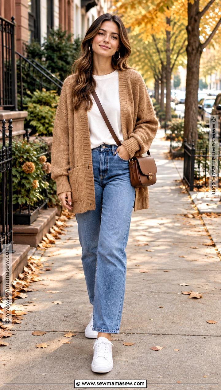 Fall Cardigan Outfit With Jeans - 15 layering for fall weather ideas