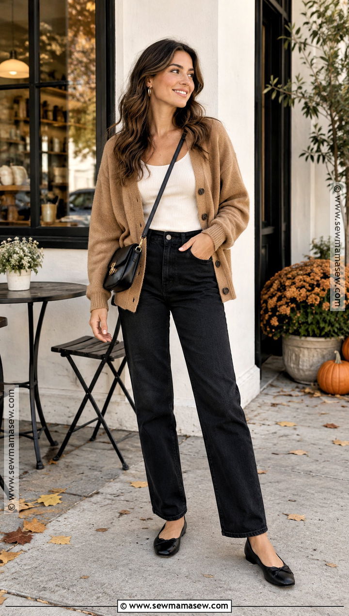 Fall Cardigan and Black Jeans Outfit - 15 fall wardrobe capsule ideas 2026