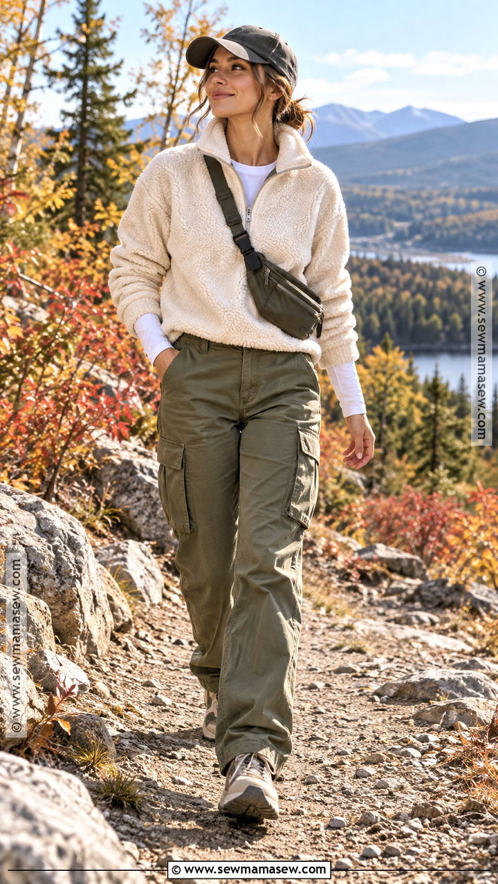 Fall Cargo Pants And Fleece Pullover Outfit - 20 lazy day outfits fall