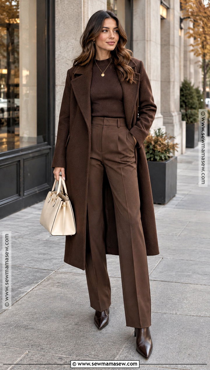 Fall Chocolate Brown Monochrome Outfit - 20 fall aesthetic fashion ideas