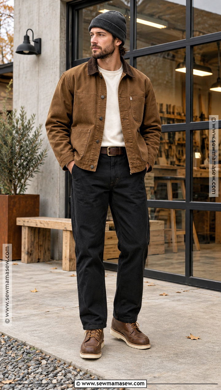 Fall Chore Jacket With Work Pants - 20 fall mens outfits casual