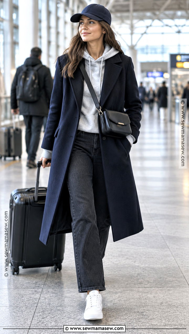 Fall City Outfit With Hooded Sweatshirt And Wool Coat - 20 city outfits fall