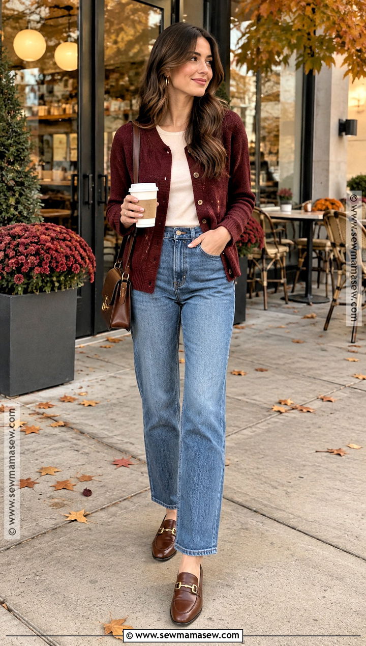 Fall Coffee Date Outfit With Cardigan And Jeans - 20 cute fall date outfits