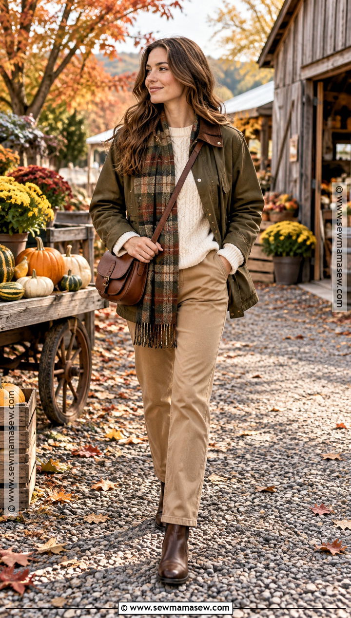 Fall Cold Outfit With Barn Jacket And Chinos - 20 fall cold outfits