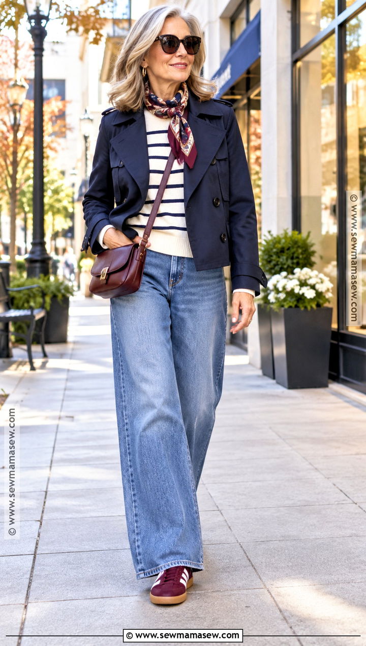 Fall Colorful Sneakers And Wide Leg Jeans Outfit - 15 2026 Fall Fashion Trends For Women Over 50