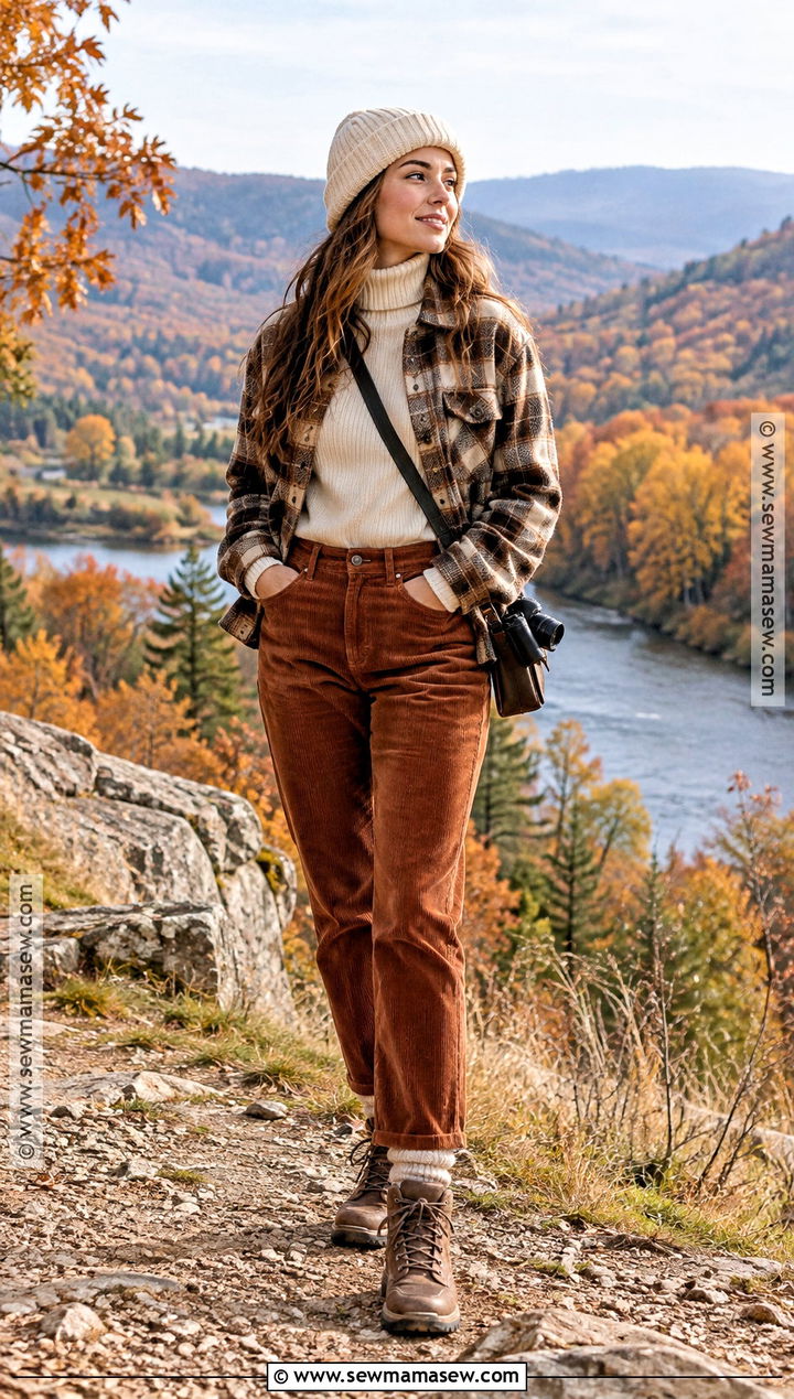 Fall Countryside Outfit With Overshirt And Corduroy Pants - 20 fall travel wardrobe ideas