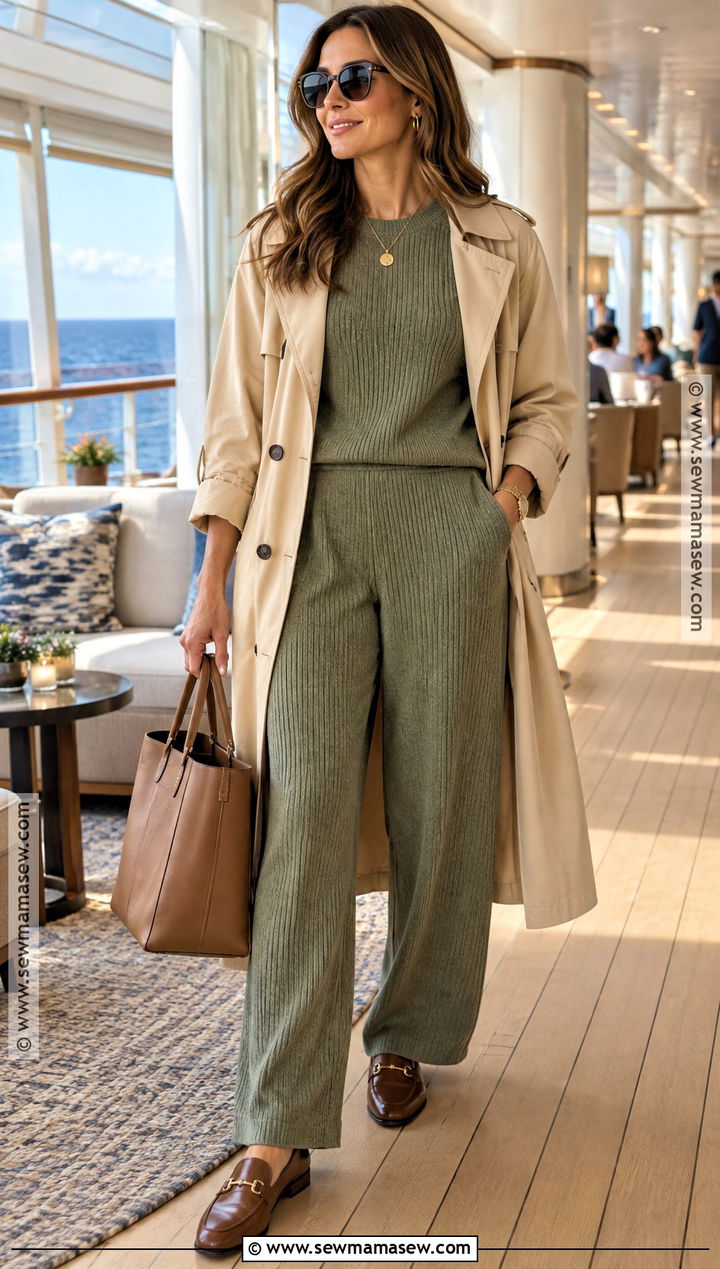 Fall Cruise Outfit With Matching Knit Set And Loafers - 20 Fall Cruise Outfits for Women