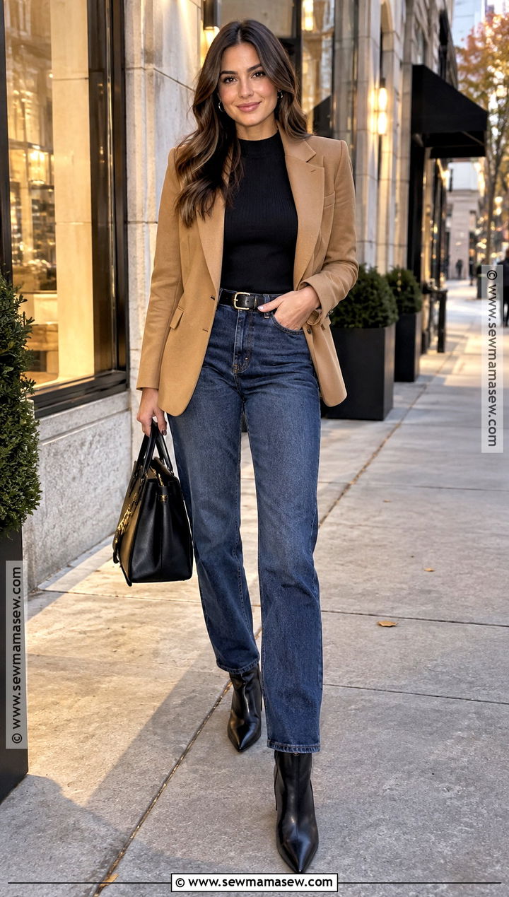Fall Date Night Dark Jeans And Blazer Outfit - 25 date night outfit fall ideas
